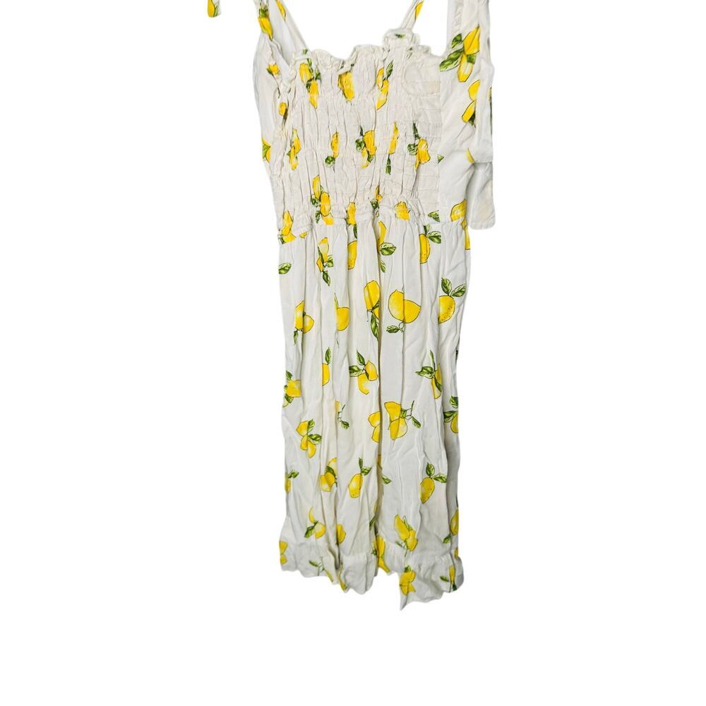 SLATE & WILLOW Yellow White Lemon Print Sweetheart Neckline Midi Dress Size XS - Picture 6 of 12